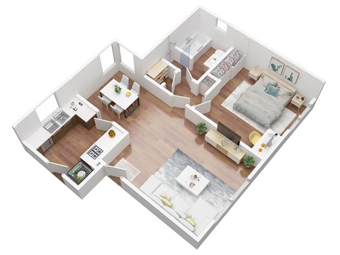1 Bedroom Floor plan 3D